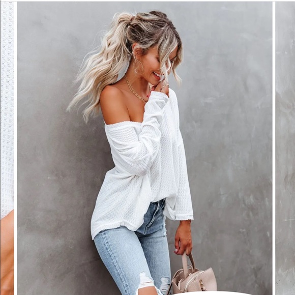 VICI-NWT.  Thermal knit top - WHITE, XS - Picture 6 of 10